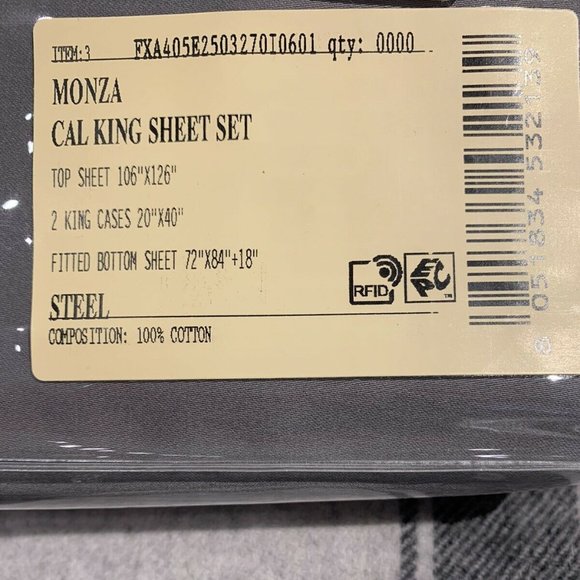 FRETTE MONZA CAL KING 4 PIECE SHEET SET SATEEN STEEL - Picture 2 of 2